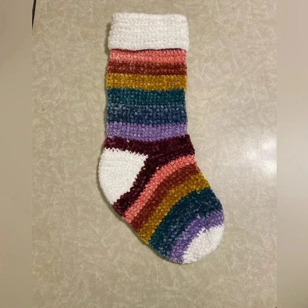 Rainbow‎ Velvet Christmas Stocking- Handmade Stocking Farmhouse